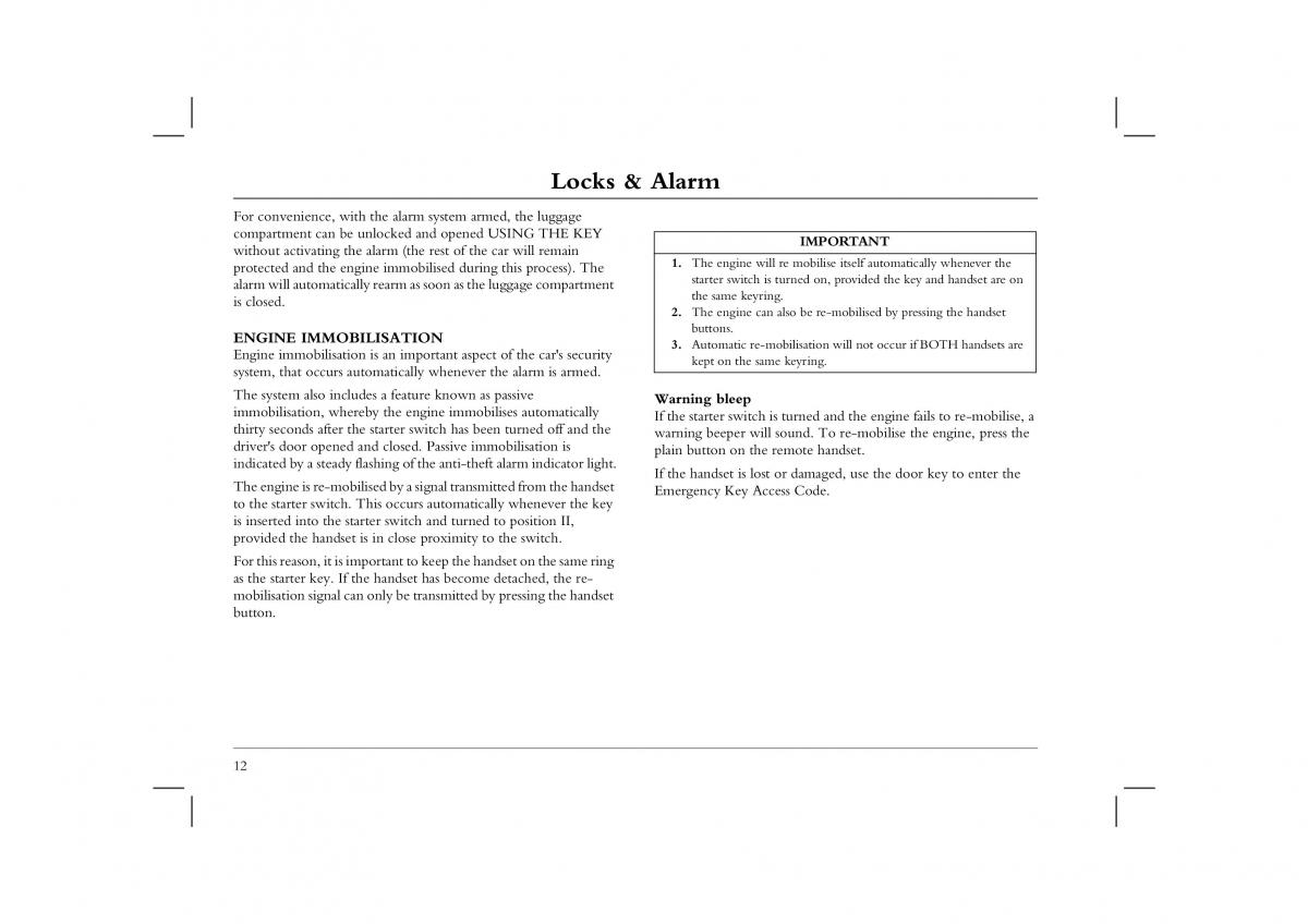 Rover 45 owners manual / page 12