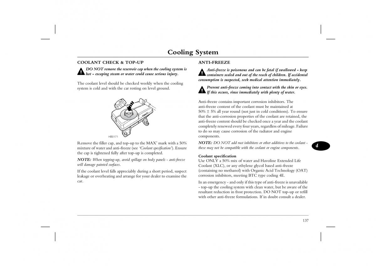 Rover 45 owners manual / page 137