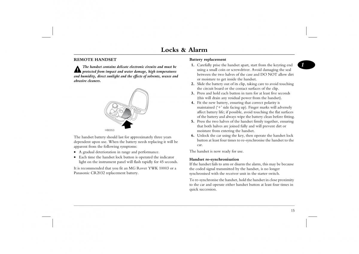 manual  Rover 45 owners manual / page 15