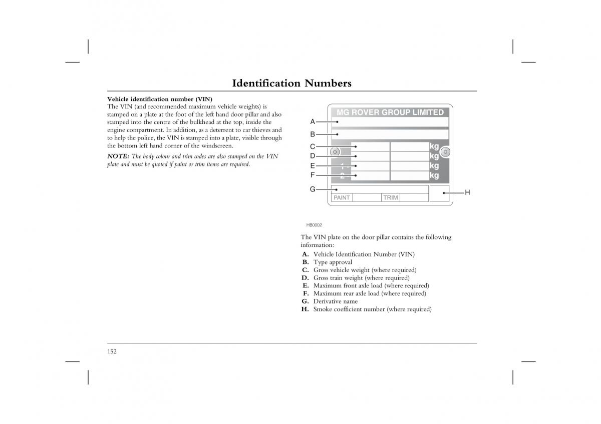 Rover 45 owners manual / page 152