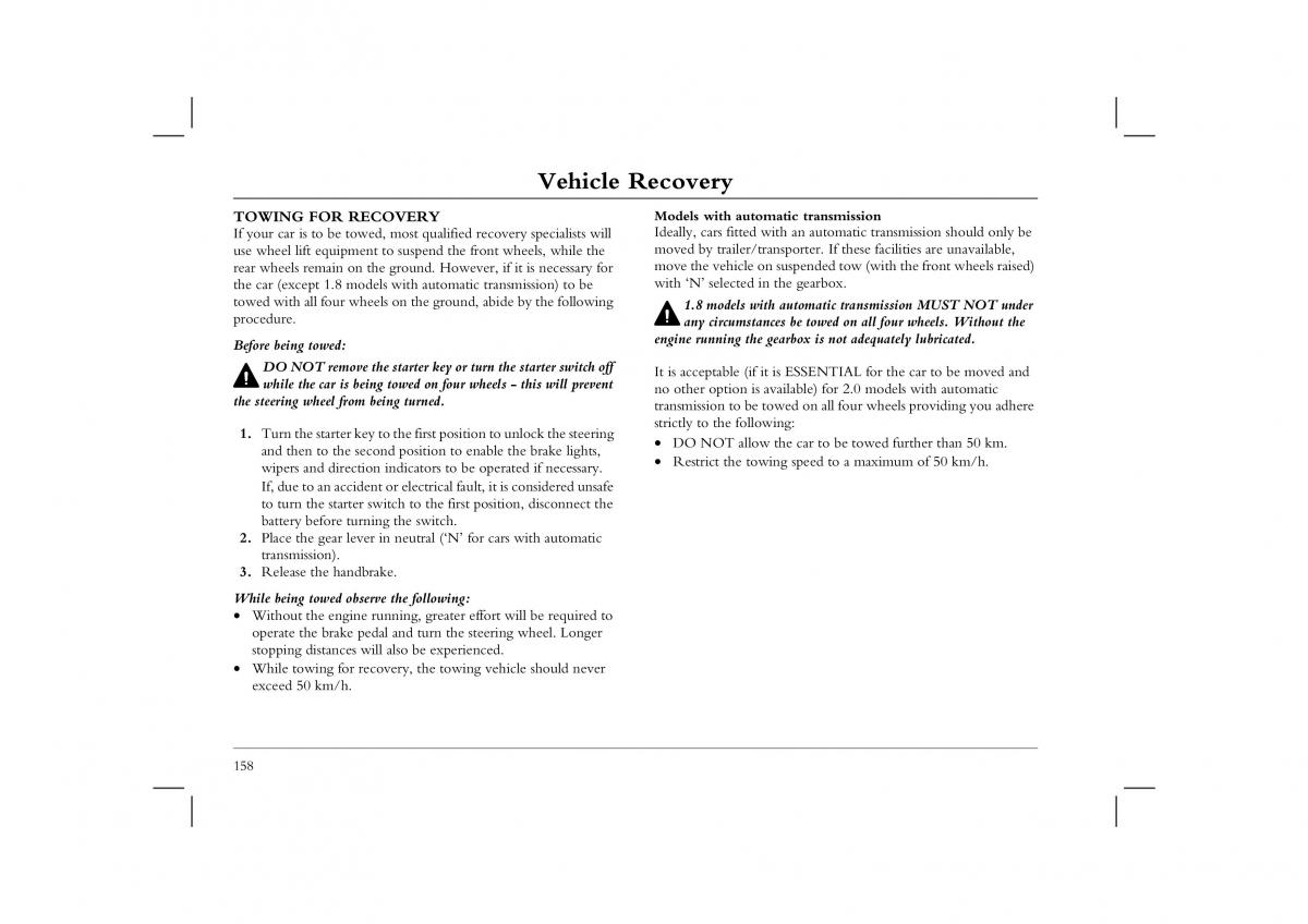 Rover 45 owners manual / page 158