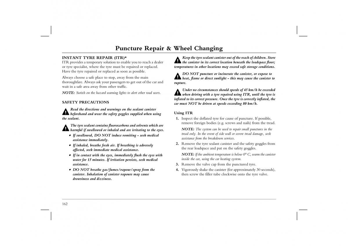 Rover 45 owners manual / page 162