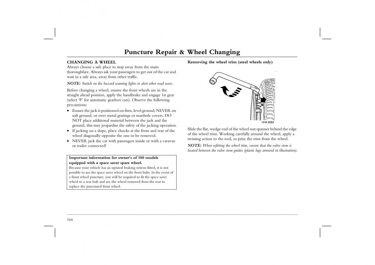Rover 45 owners manual / page 164