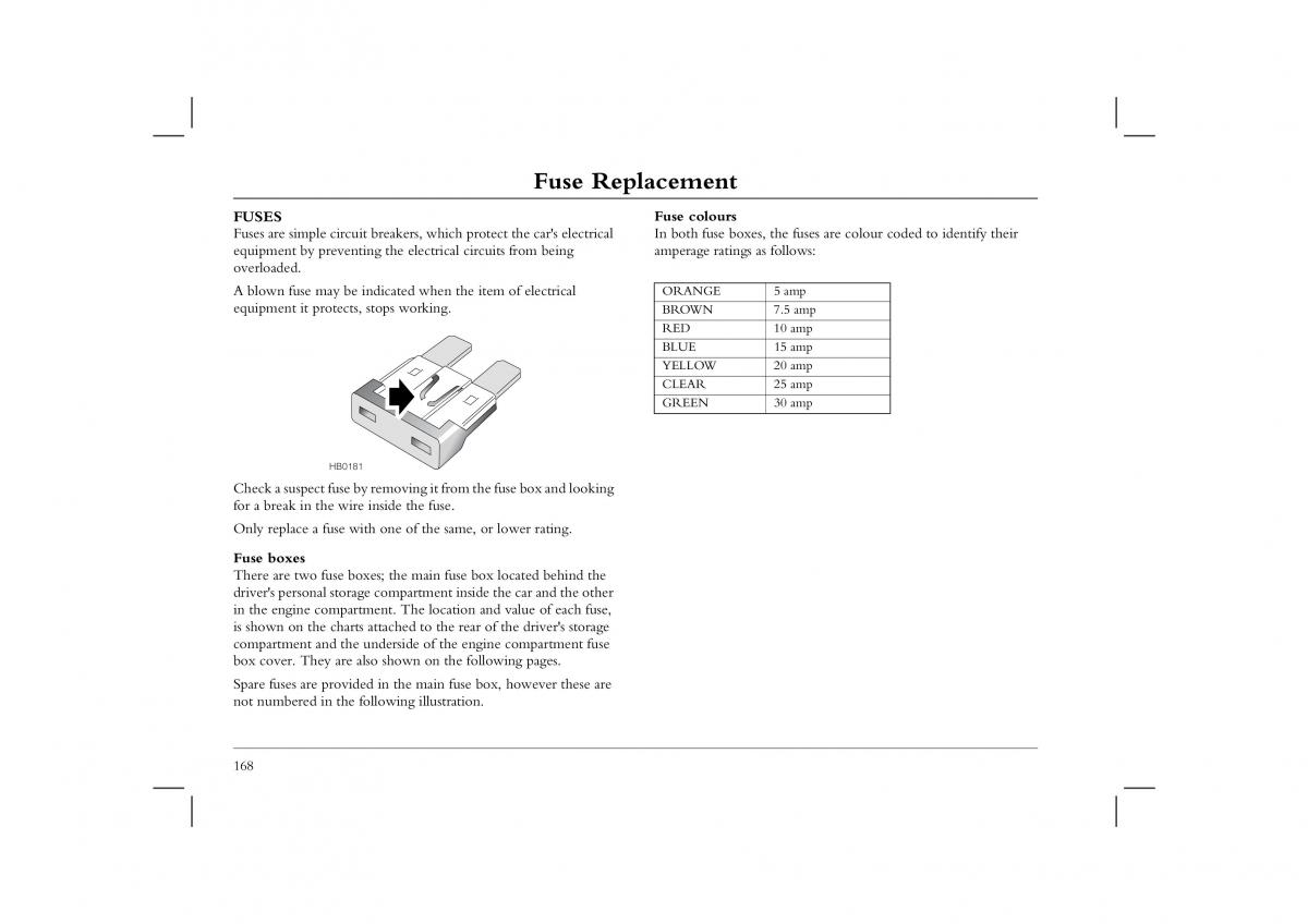 Rover 45 owners manual / page 168
