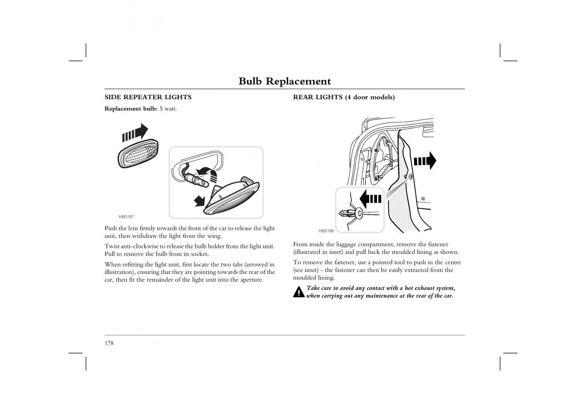 Rover 45 owners manual / page 178