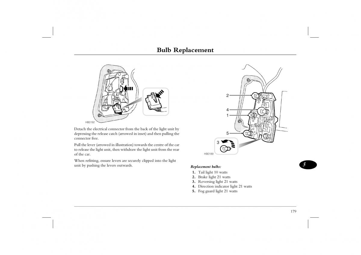 Rover 45 owners manual / page 179