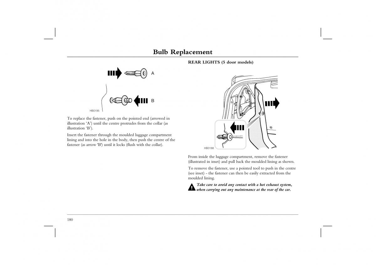 Rover 45 owners manual / page 180