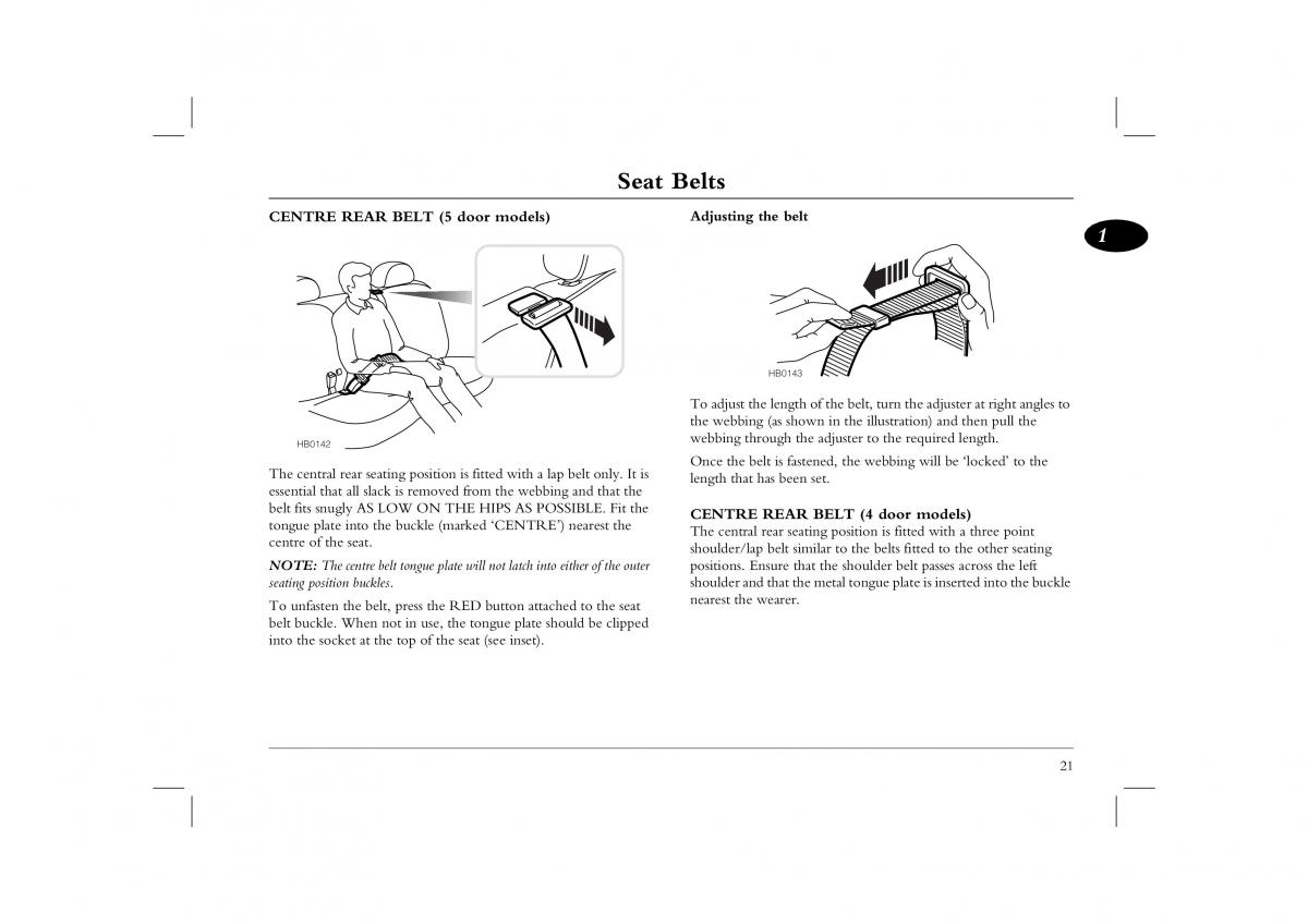 Rover 45 owners manual / page 21