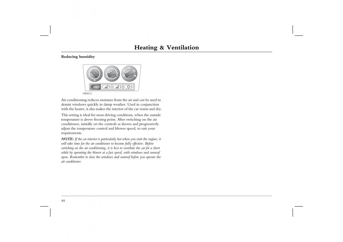 Rover 45 owners manual / page 44