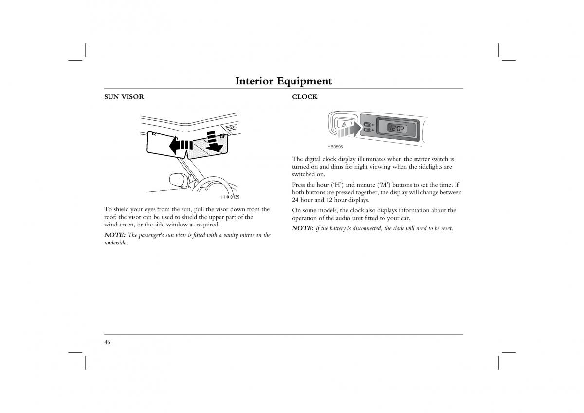 Rover 45 owners manual / page 46