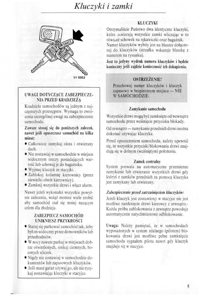 Rover 600 instrukcja obslugi / page 6