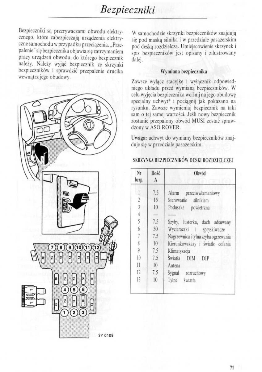 Rover 600 instrukcja obslugi / page 72