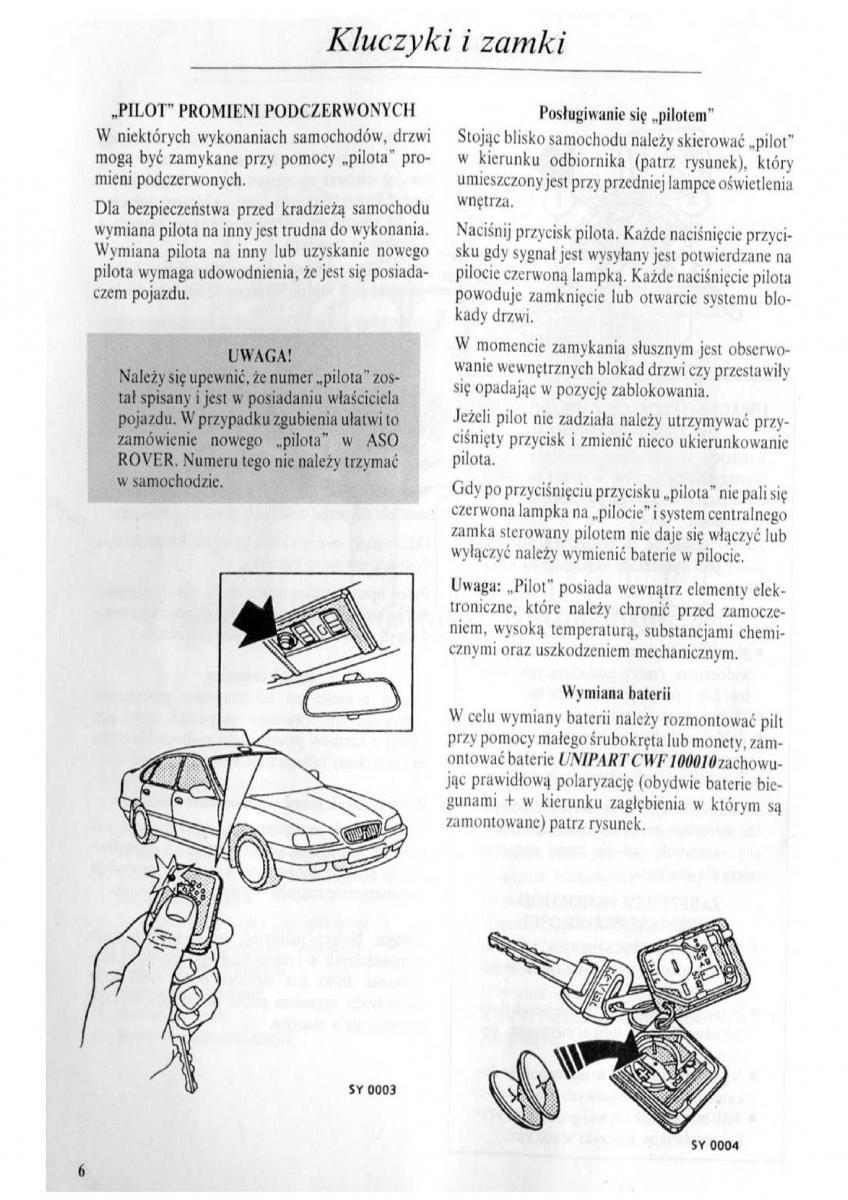 Rover 600 instrukcja obslugi / page 7
