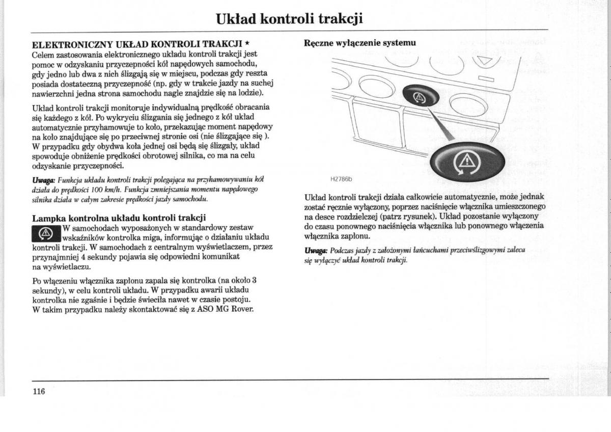 Rover 75 instrukcja obslugi / page 116