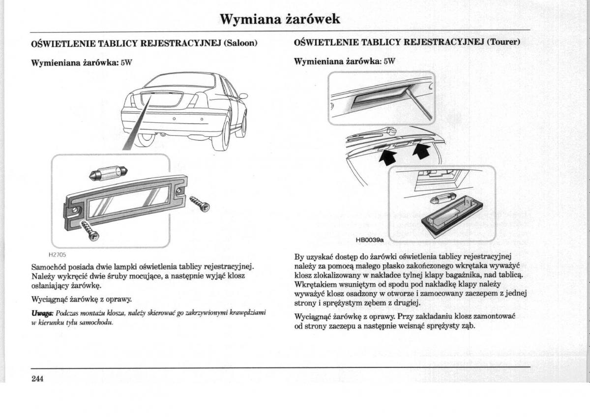 Rover 75 instrukcja obslugi / page 244