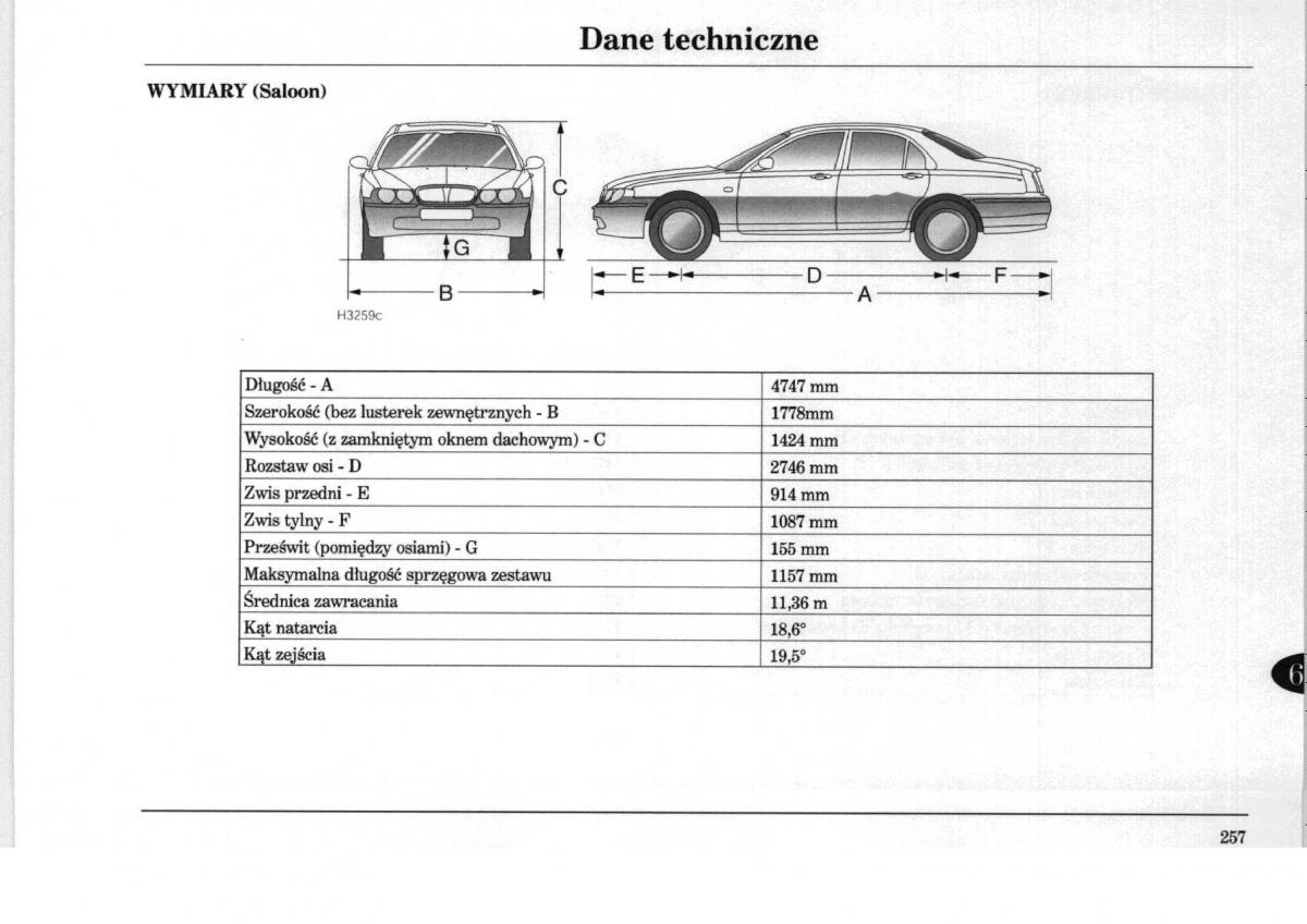 Rover 75 instrukcja obslugi / page 257