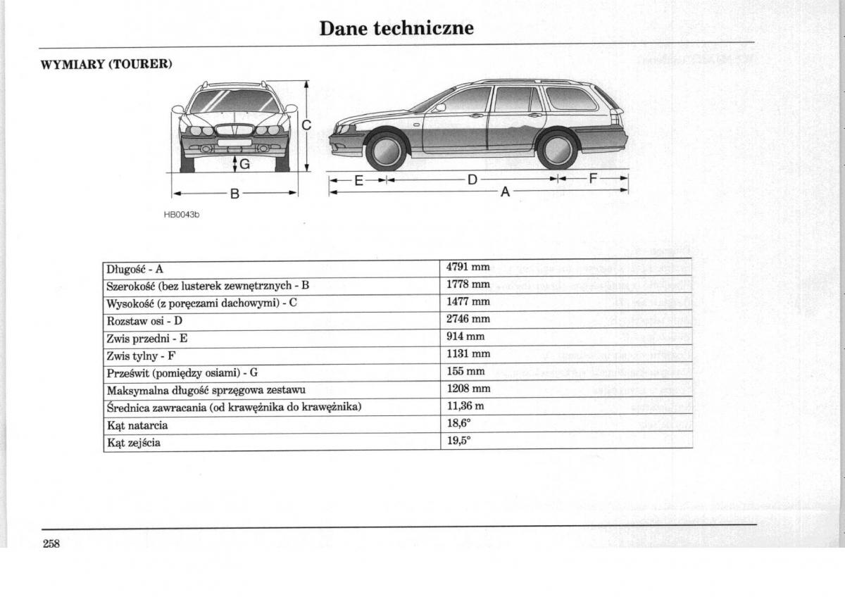 Rover 75 instrukcja obslugi / page 258