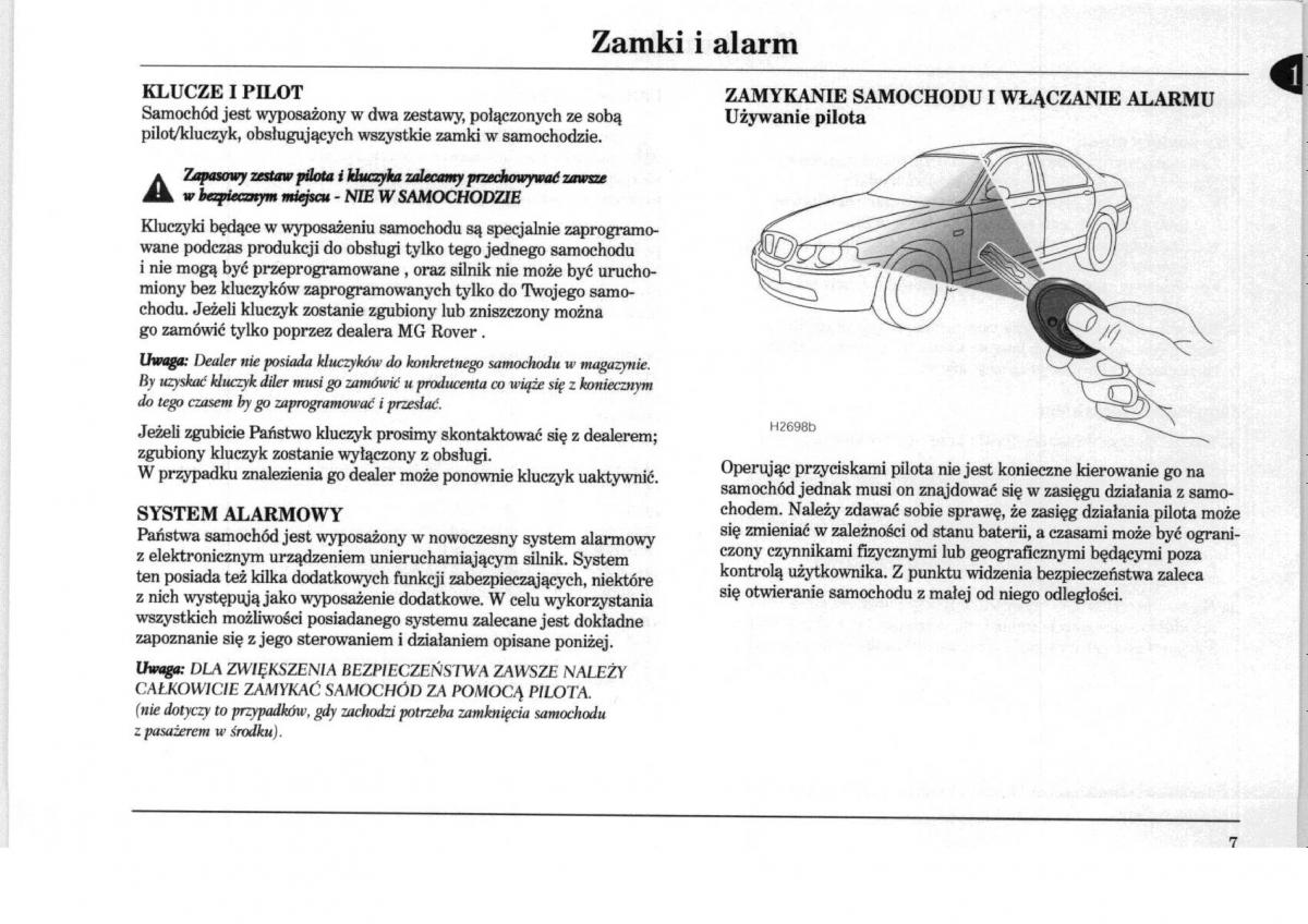 Rover 75 instrukcja obslugi / page 7