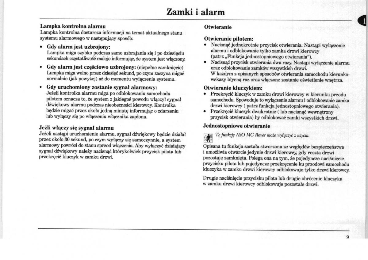 Rover 75 instrukcja obslugi / page 9