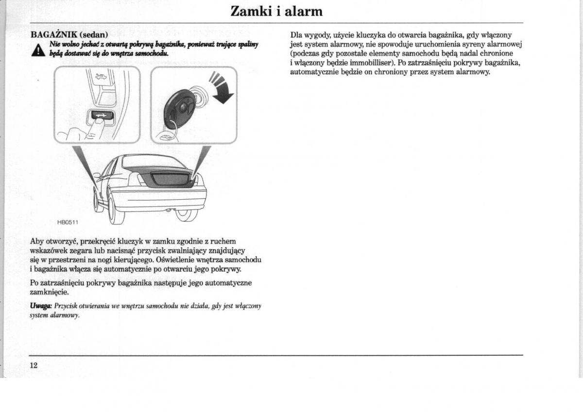 Rover 75 instrukcja obslugi / page 12