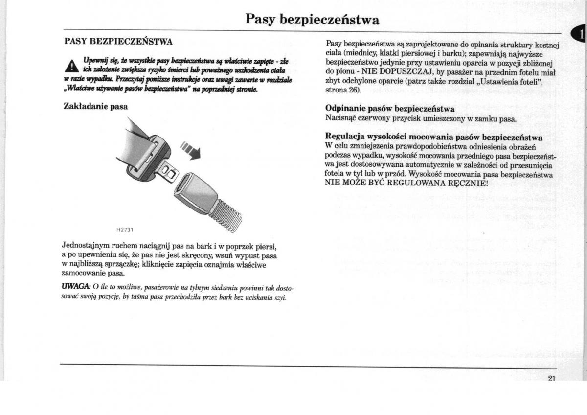 Rover 75 instrukcja obslugi / page 21