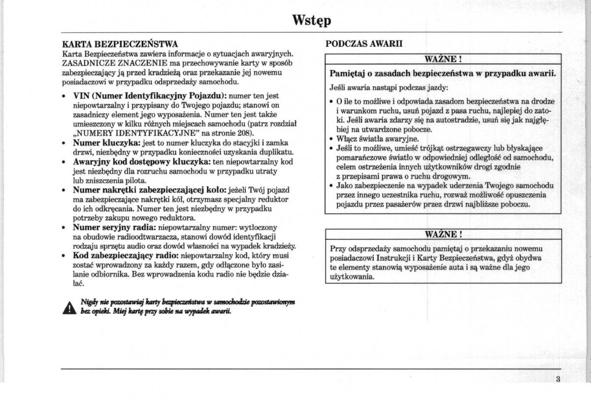 Rover 75 instrukcja obslugi / page 4