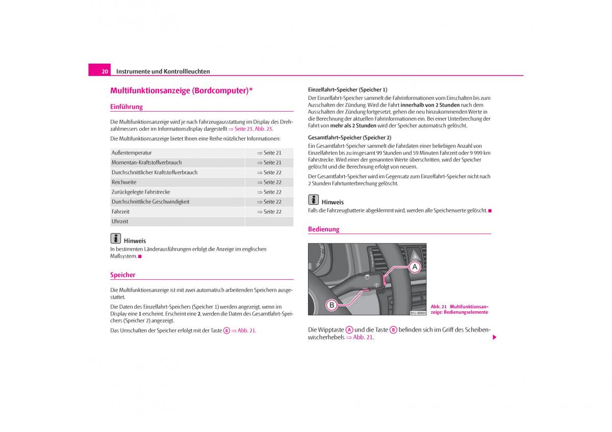 Skoda Octavia I 1 Handbuch / page 21