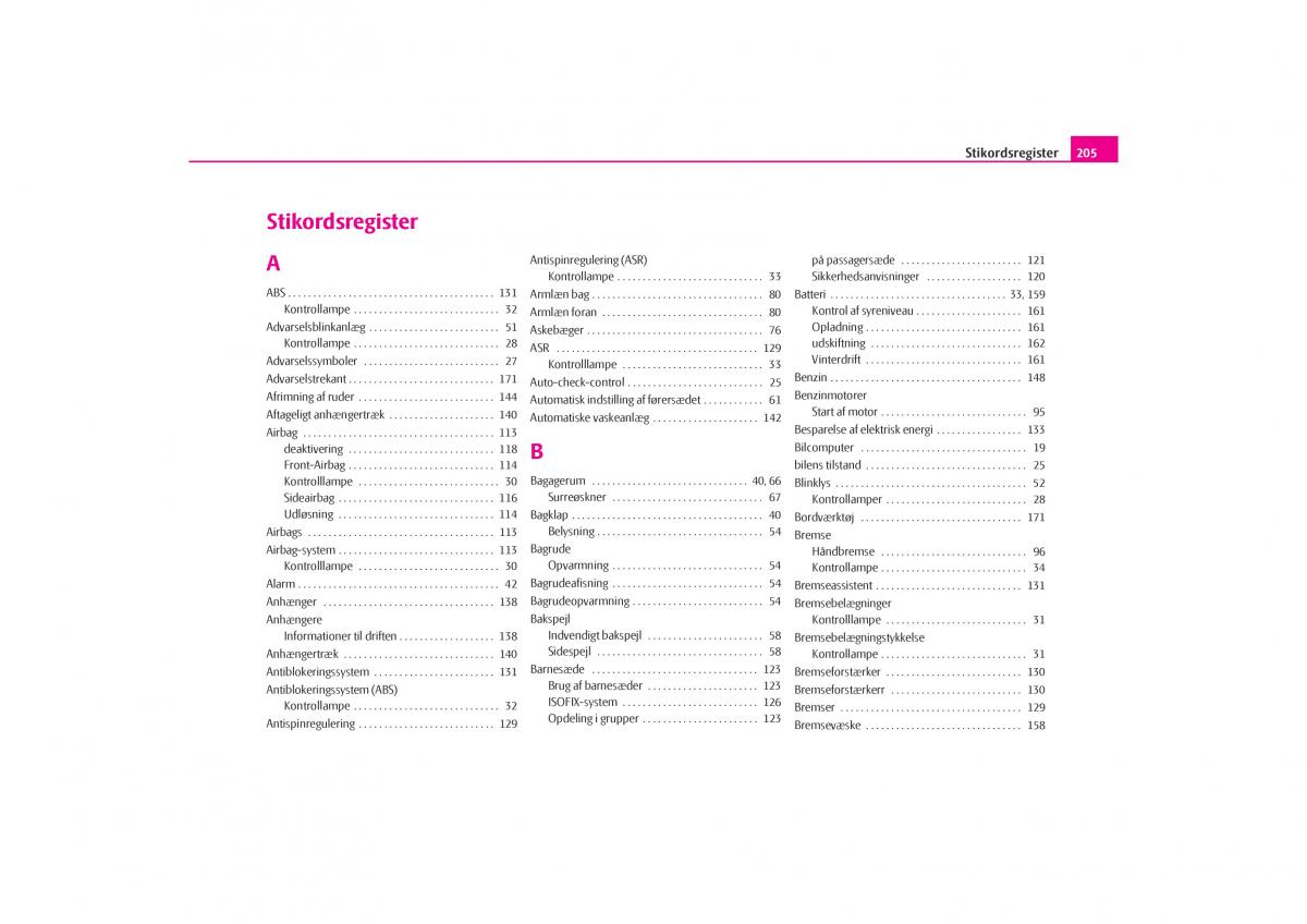 Skoda Octavia I 1 Bilens instruktionsbog / page 206