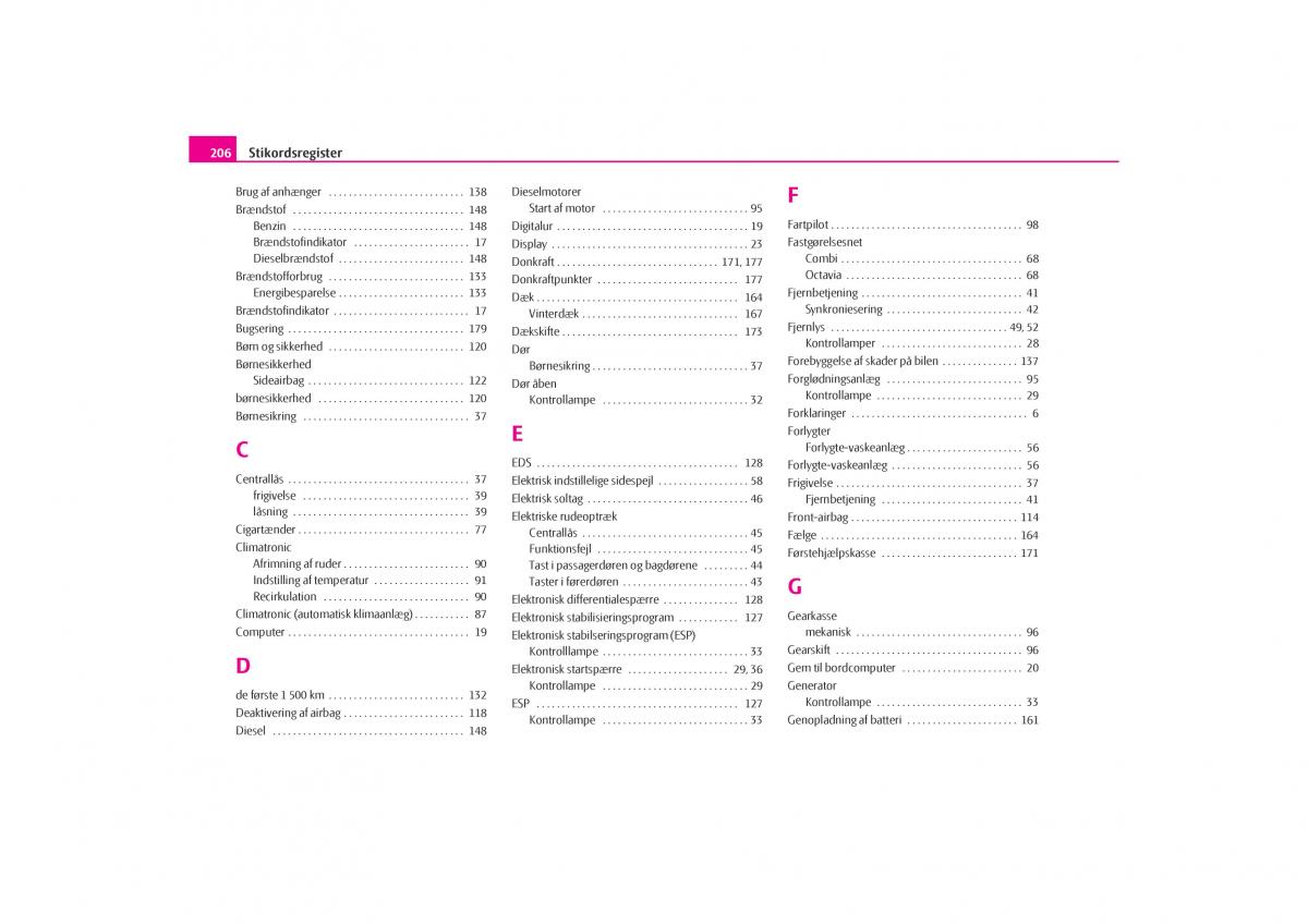 Skoda Octavia I 1 Bilens instruktionsbog / page 207