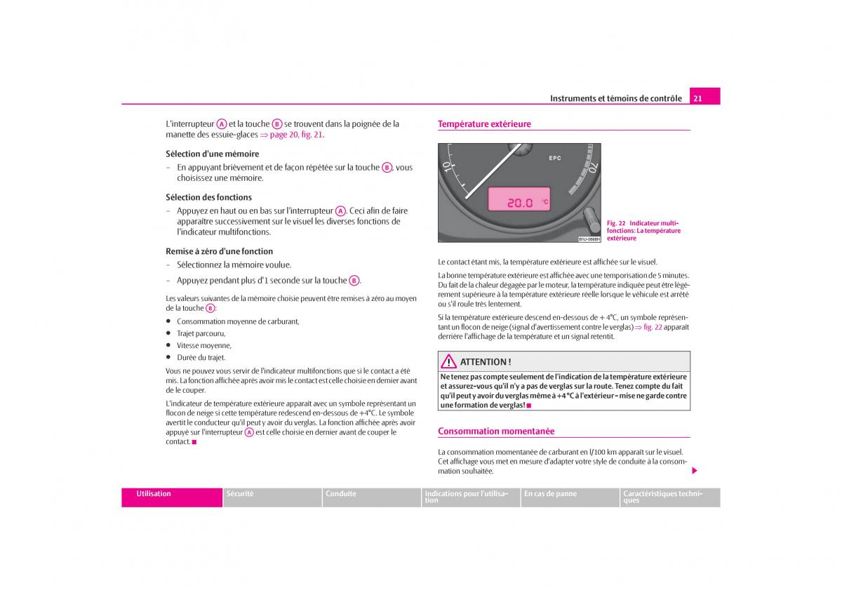 Skoda Octavia I 1 manuel du proprietaire / page 22