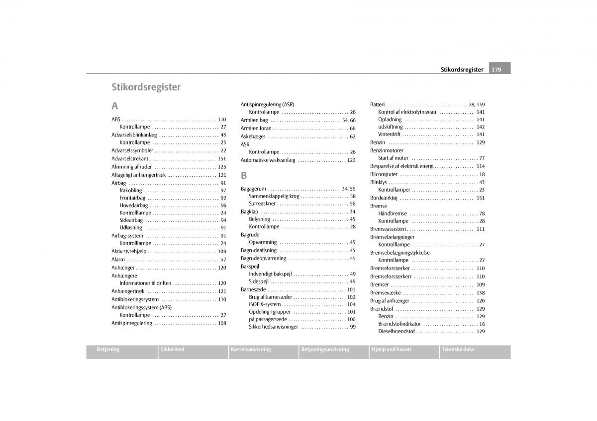 Skoda Octavia II 2 Bilens instruktionsbog / page 180