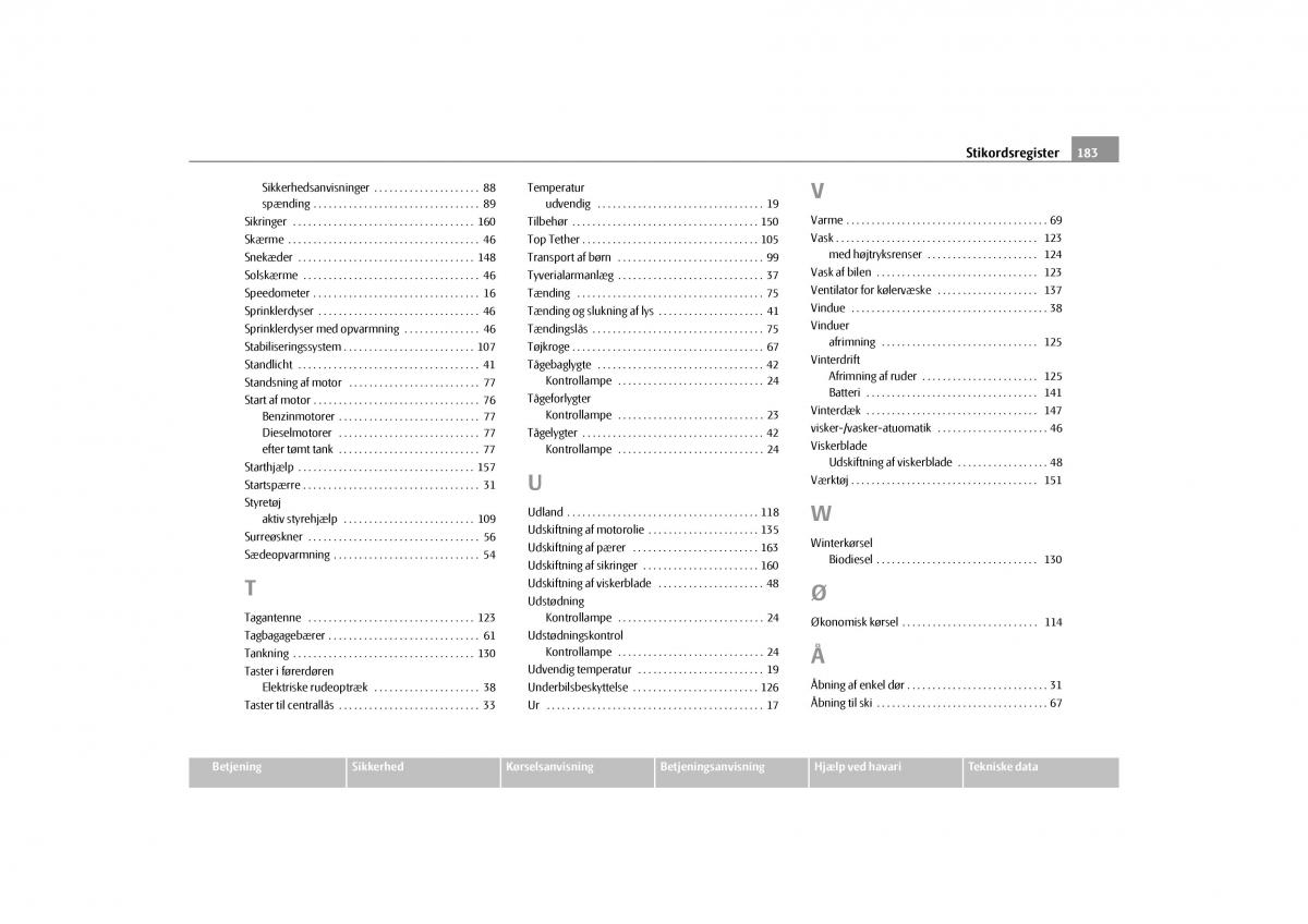 Skoda Octavia II 2 Bilens instruktionsbog / page 184