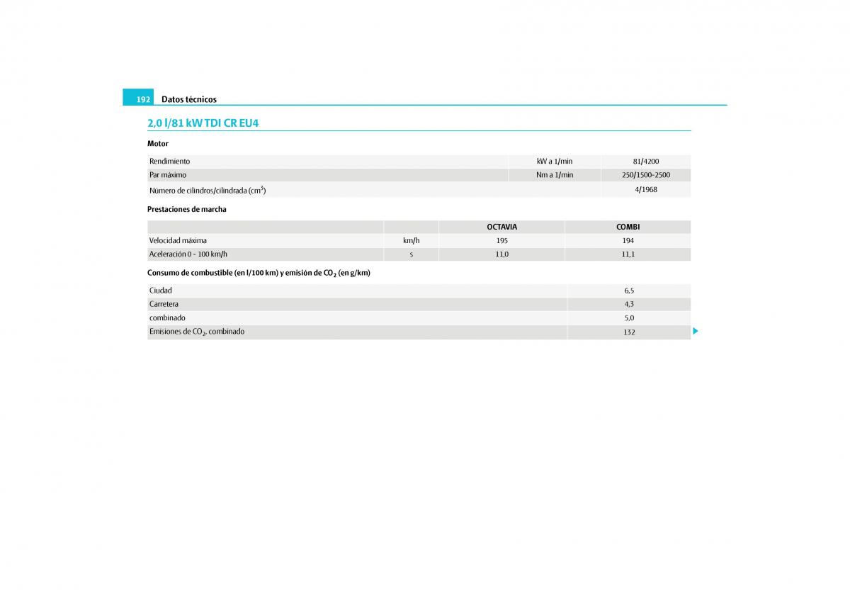 Skoda Octavia II 2 manual del propietario / page 193