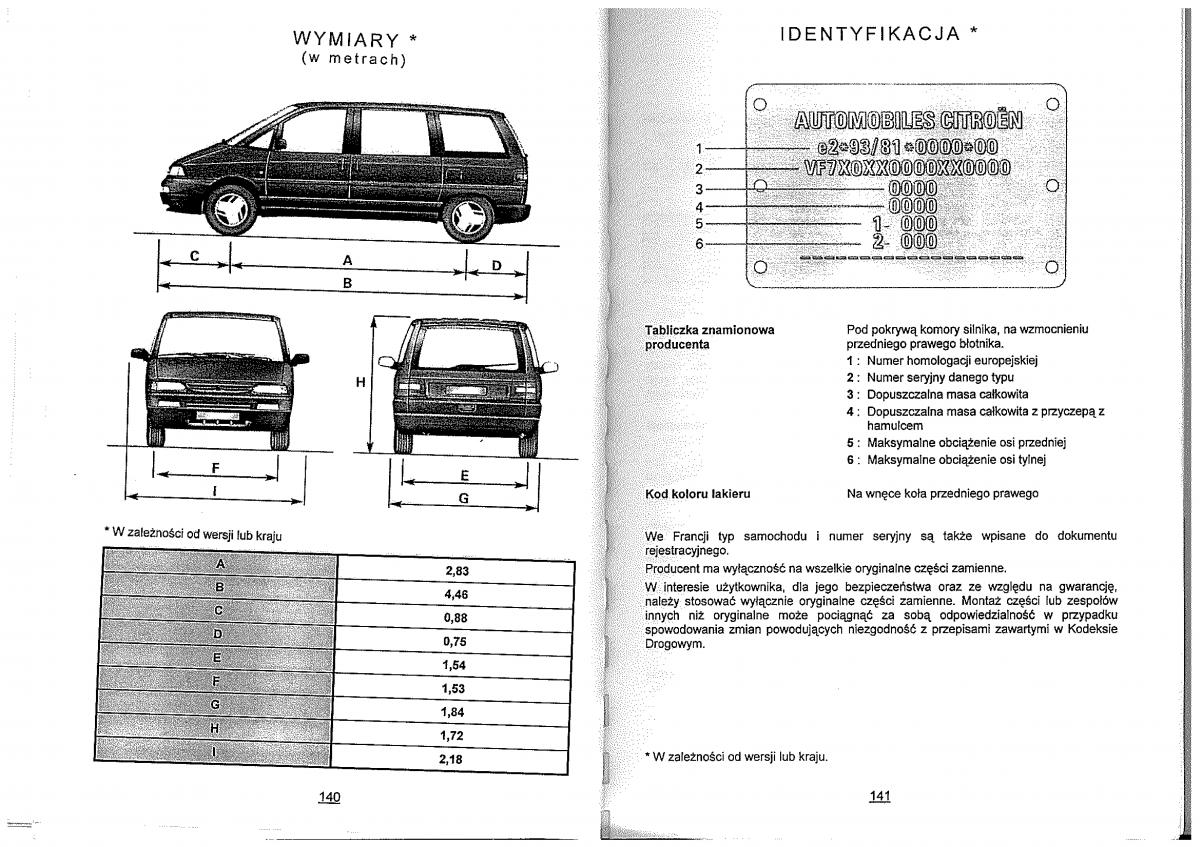 Citroen Evasion instrukcja obslugi / page 62