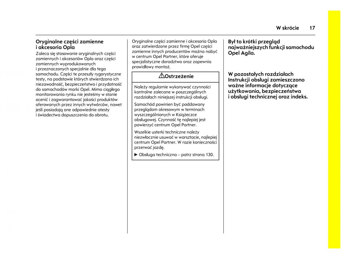 Opel Agila A instrukcja obslugi / page 21