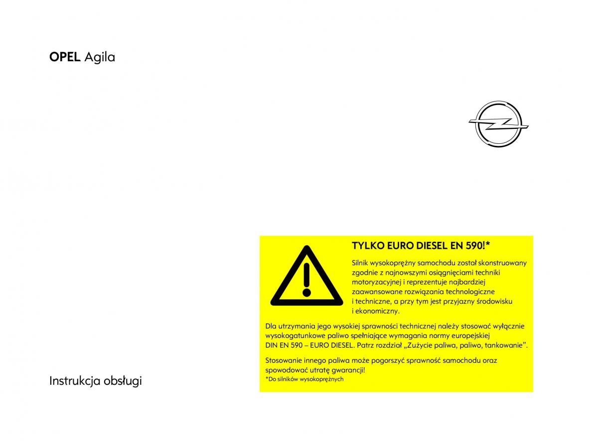 Opel Agila A instrukcja obslugi / page 1