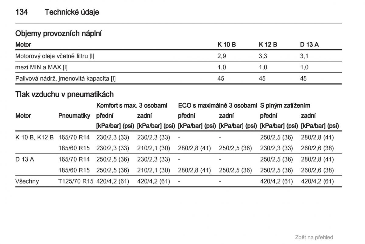 Opel Agila B navod k obsludze / page 134