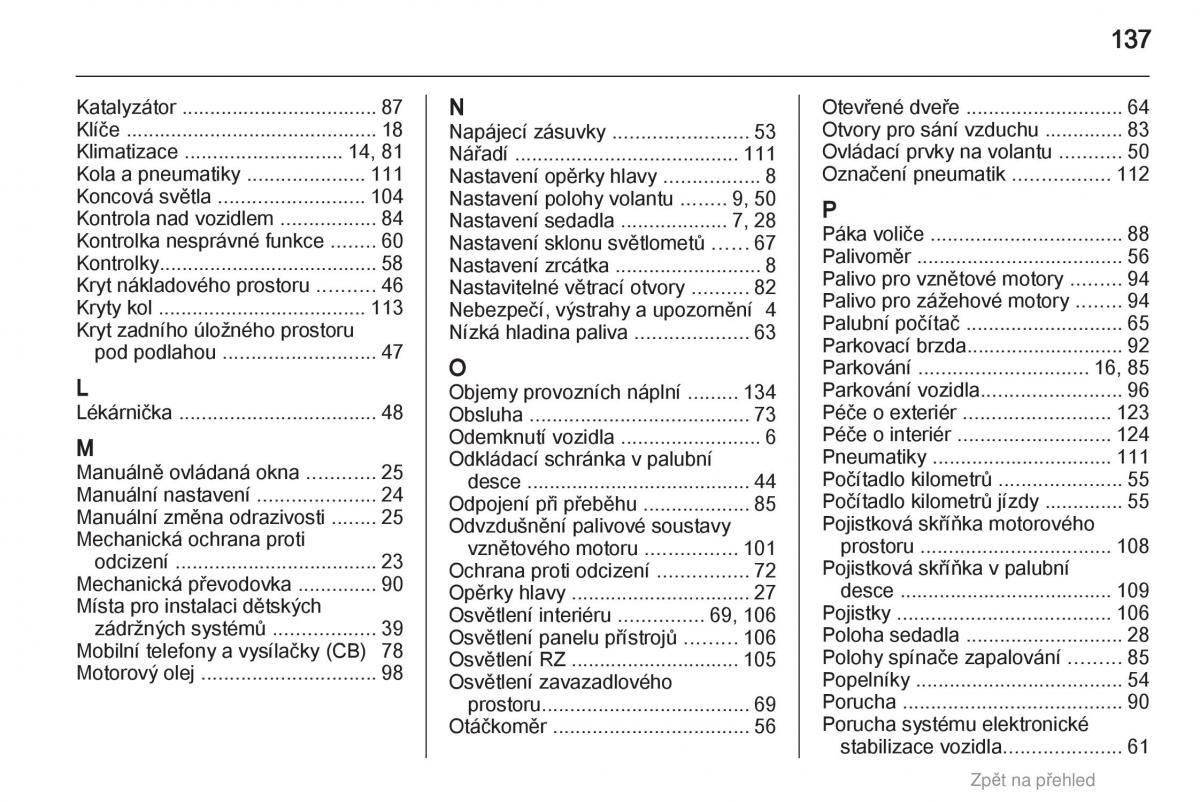 Opel Agila B navod k obsludze / page 137