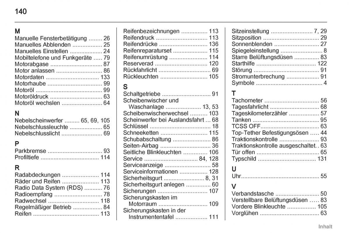 Opel Agila B Handbuch / page 140