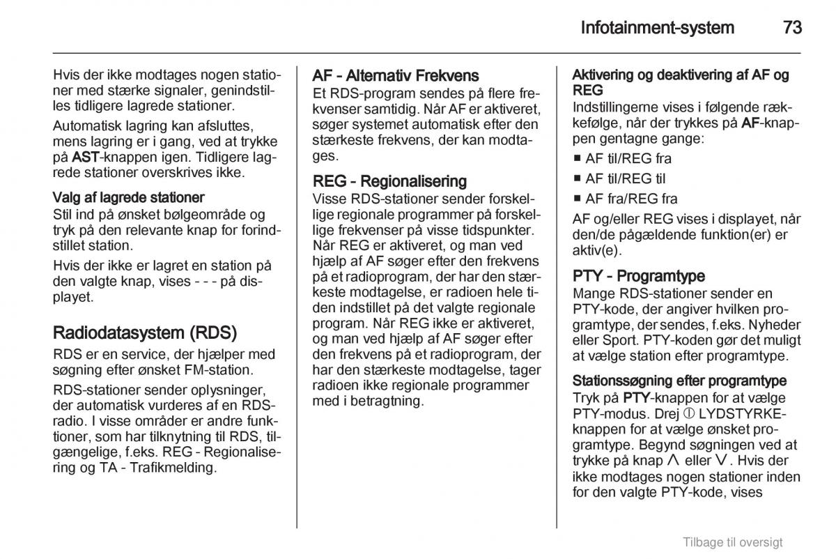 Opel Agila B Bilens instruktionsbog / page 73