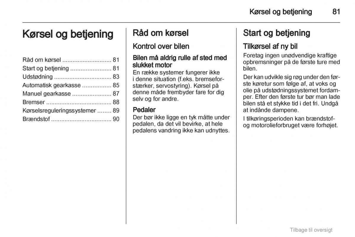 Opel Agila B Bilens instruktionsbog / page 81