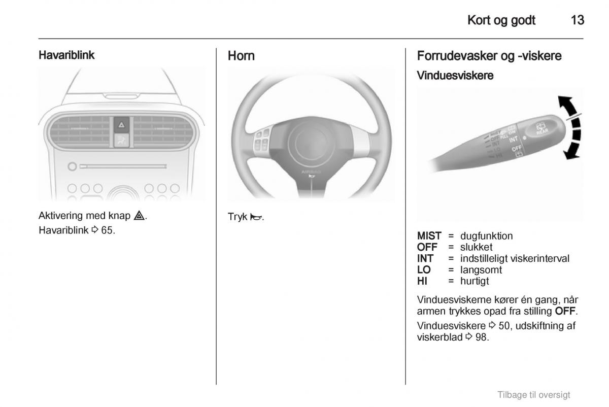 Opel Agila B Bilens instruktionsbog / page 13