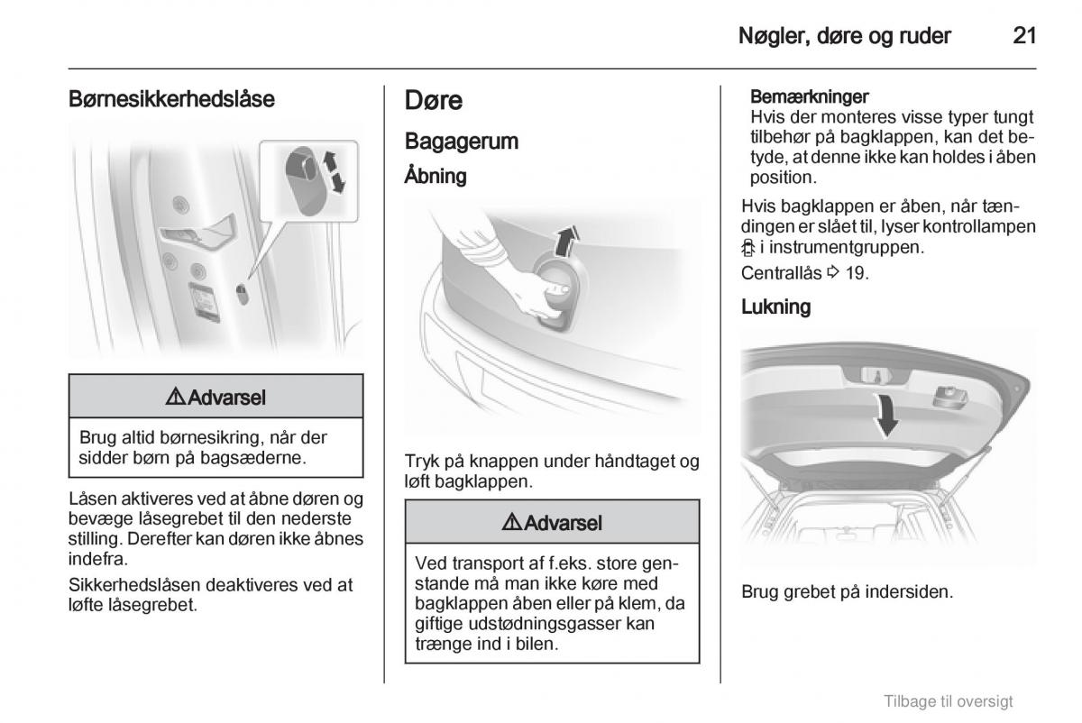 Opel Agila B Bilens instruktionsbog / page 21