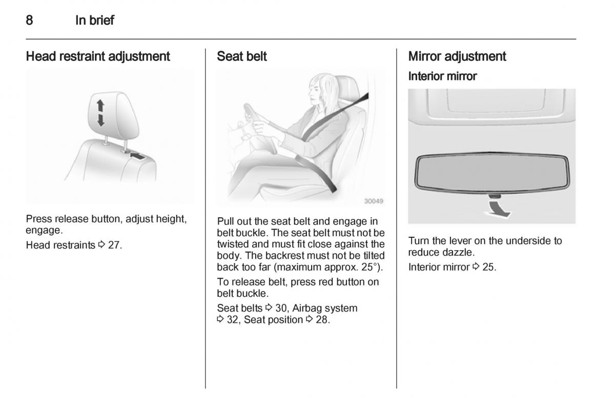 Opel Agila B owners manual / page 8