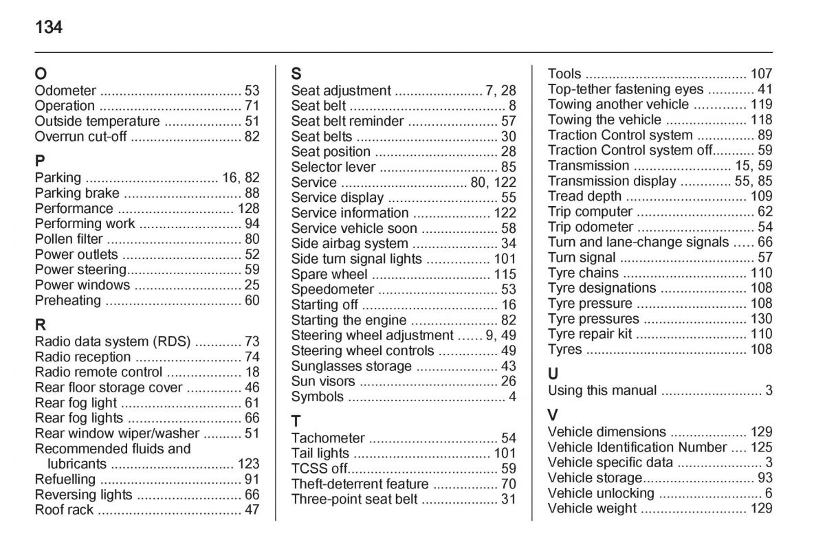 Opel Agila B owners manual / page 134