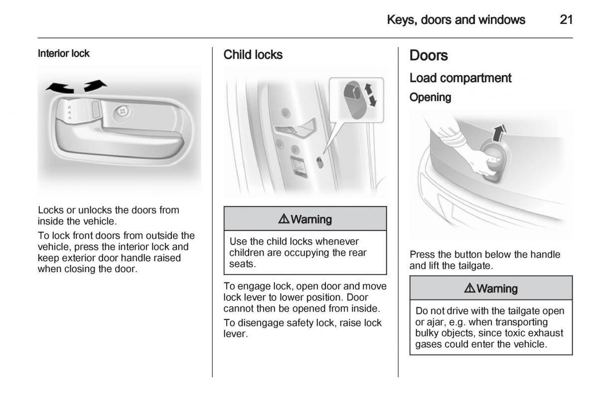 Opel Agila B owners manual / page 21