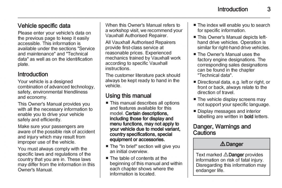 Opel Agila B owners manual / page 3