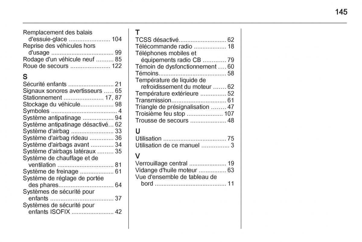 Opel Agila B manuel du proprietaire / page 145