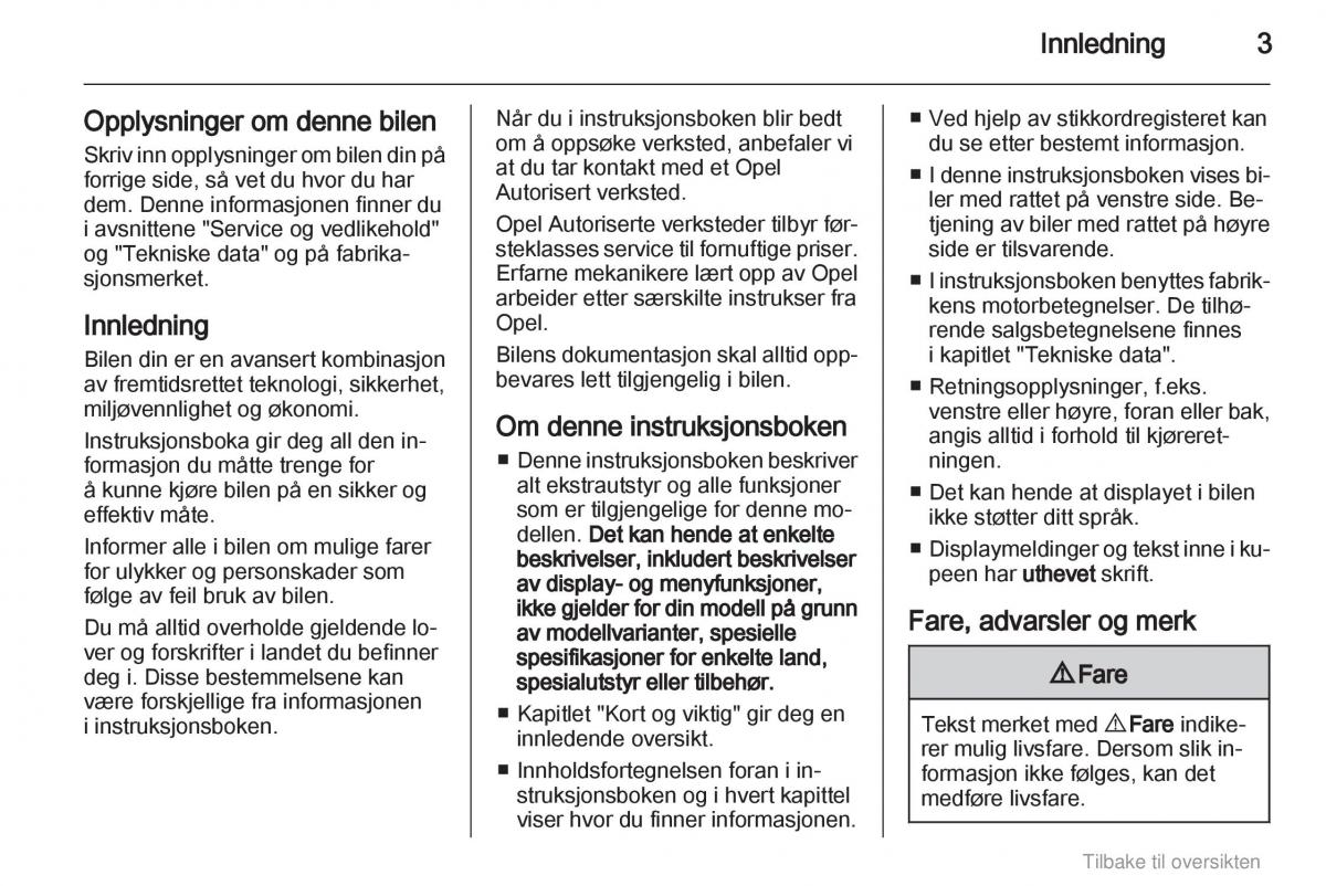 Opel Agila B bruksanvisningen / page 3
