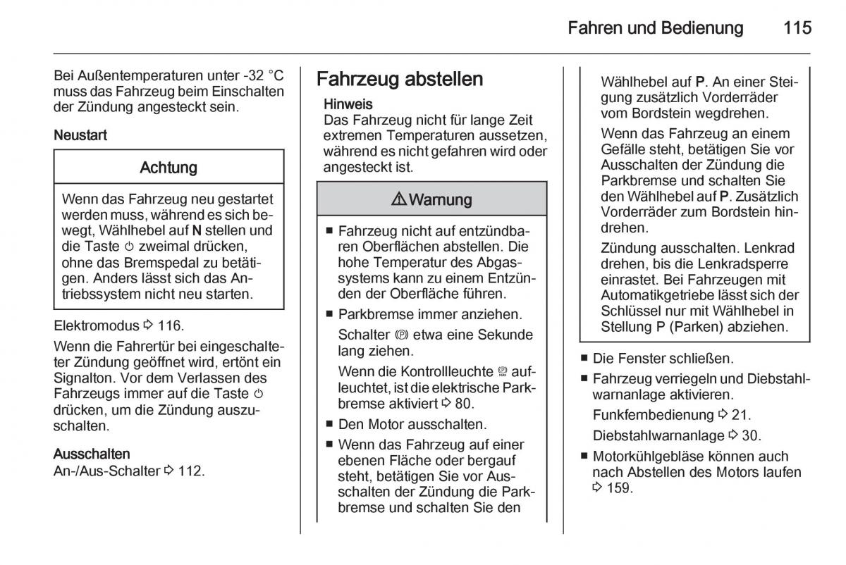 Opel Ampera Handbuch / page 117
